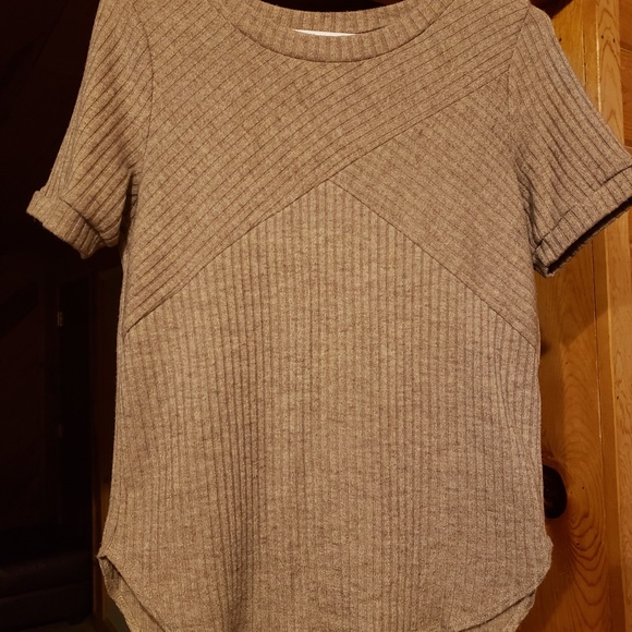 Pitaya Lazy Sundays Short Sleeve Sweater Top Brown Tan Small - Picture 11 of 11
